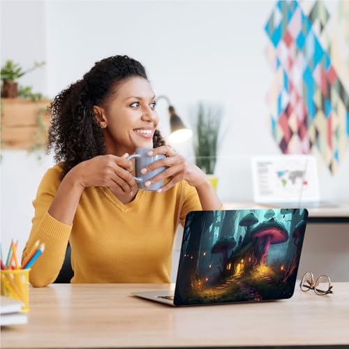 Universal Laptop Skin, DIY Cut-to-Fit Vinyl Cover Compatible with HP, Dell, Lenovo, Mac (13.3" to 15.6"), Anti-Scratch, No Residue & Bubble-Free Protective Decal Sticker, Fairy Mushroom House - color: Fairy Mushroom House