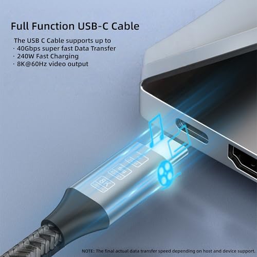 KEKETOPET USB C to USB C Cable 240W, 40Gbps, 8K/60Hz USB 4 Cable for Thunderbolt 4 Docking Station, USB C Video Cable Compatible with MacBook, Mac mini, iPad, iPhone 17/16, USB-C Monitors (3.2, feet)