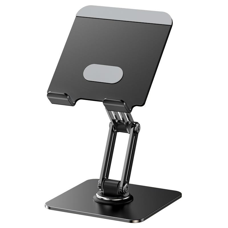 Adjustable Tablet Stand with Rotating Base & Folding Design, 360° Rotating Tablets, for iPad, Phone, Tablet, Laptop, Ergonomic Workspace, Sturdy Build