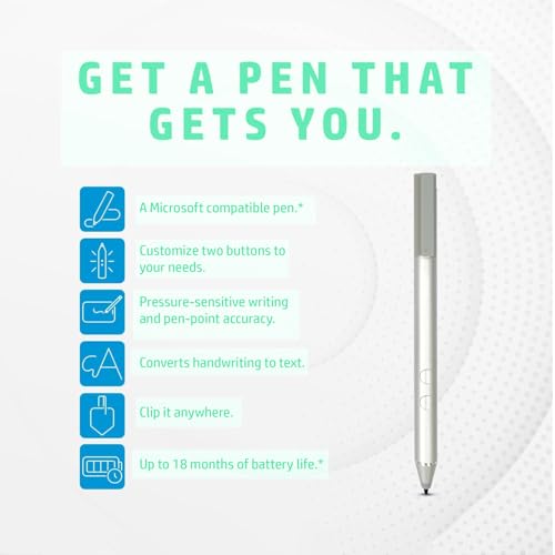 Genuine Digital Stylus Pen for HP Envy/Spectre 2-in-1 Series Laptops, Support MPP with Pressure Sensitivity, Compatible HP Active Pen 1MR94AA/905512-001, Silver - style: 1MR94AA