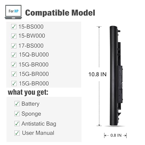 JC03 919700-850 Laptop Battery for HP 15-bs 15-bw 17-bs Series 15-bs0xx 15-bs1xx 15-bs015dx 15-bs013dx 15-bs115dx 15-bs113dx 15-bw011dx 15-bw053od 15-bw032wm HSTNN-LB7V 919701-850[11.1V 2800mAh 3Cell]