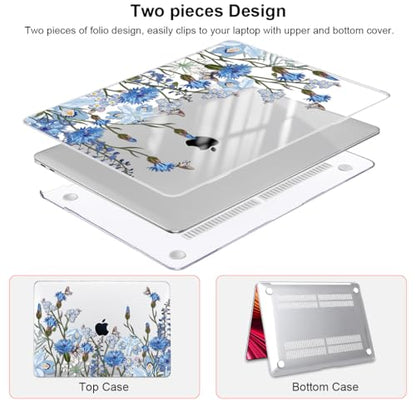 Compatible with MacBook Air 13 Inch Case 2018 2019 2020 2021 Release A2337 M1 A1932 A2179 Touch ID, Plastic Hard Case Keyboard Cover Screen Protector for Mac Air 13 M1, Tropical Blue Flowers - color: Tropical Blue Flowers