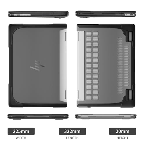 Batianda Protective Case for HP Envy x360 2-in-1 14 Inch 2024, Black | Shockproof TPU Bumper with Matte Durable Hard Shell and 360° Flip Support, Fits 14-fc0000 and 14-fa0000 Series - color: Black