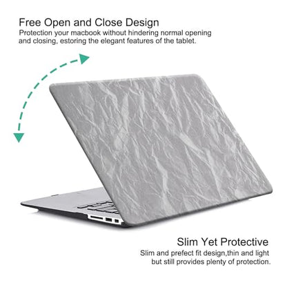 DTangLsm for MacBook Air 13 inch Case M1 2021-2018 A2337 A2179 A1932, Grey | Textured Leather MacBook Air 13.3 Case, Plastic Hard Shell Logo Cutout Cover for MacBook Air 13 Laptop Case+Keyboard Cover - color: A97-Wrinkle Grey
