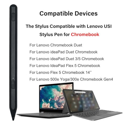 U1 Stylus Pen for Lenovo USI 2.0 Pen Compatible with Lenovo Chromebook Duet 3/5,U1 Pen for ideaPad Flex 5 Chromebook,4096 Pressure Sensitivity(Black)