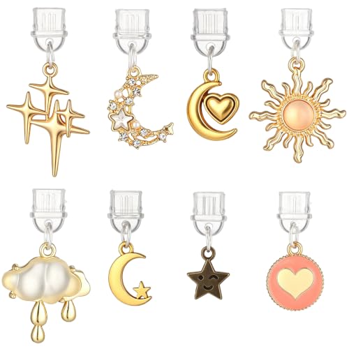 Ptwola 8Pcs Dust Plug Charms Type C Anti-Dust Cover Charging Ports Plug | Star Sun Moon Butterfly Heart Design,Aesthetic Protector Accessories Compatible with USB C Devices,Women Phone Reader Decor - style: Style 2