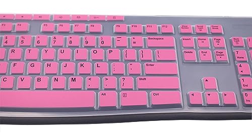 Ultra Thin Desktop PC Silicone Keyboard Cover Skin Protector Compatible for Logitech MK295 MK275 MK270 Wireless Keyboard, Logitech K200 K260 K270 MK200 MK260 Keyboard - Pink - color: Pink