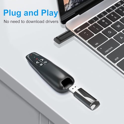 (4 Units) Presentation Clicker for PowerPoint, Wireless Presenter Remote | Ergonomic PowerPoint Remote Clicker with Red Laser Pointer for Computer Laptop/Windows/Mac/PPT/Google Slides Advancer - style: 4 Units