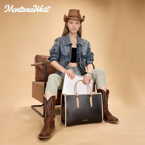 Montana West Laptop Tote Bag for Women 15.6 Inch Computer Bags Business Office Work Briefcase With Adjustable Shoulder Strap - color: Black