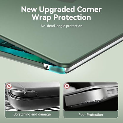 EooCoo Case Compatible with MacBook Air 13 inch M5 2026-2022 M4 M3 M2 A3449 A3240 A3113 A2681, Matte Hard Shell Scratch Resistant Protective Cover for Mac Air 13.6 inch, Midnight Green - color: Matte Midnight Green, size: Air 13.6-inch