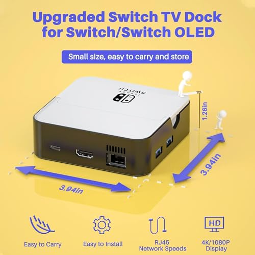 MVIIOE Upgraded Switch TV Dock for Nintendo Switch 1/Switch OLED | Switch Docking Station with LAN Ethernet, Support YouTube, 4K@60HZ 1080P HDMI 2.0 Port, 3 USB Ports & PD Fast Charging White - size: SWITCH 1