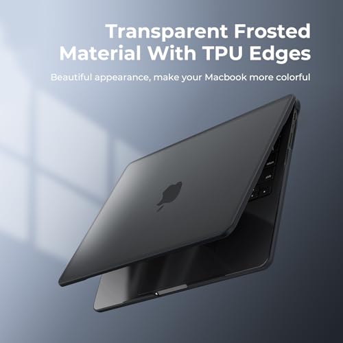 BlueSwan Anti-Cracking Hard Shell Case Compatible with MacBook Pro 14-inch M5 2026 2025-2021 Release M4 M3 M2 M1 Pro/Max Chip, Anti-Fingerprint Soft TPU Bumper, Frosted Black - color: Frosted Black
