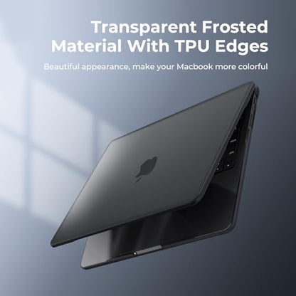 BlueSwan Anti-Cracking Hard Shell Case Compatible with MacBook Pro 14-inch M5 2026 2025-2021 Release M4 M3 M2 M1 Pro/Max Chip, Anti-Fingerprint Soft TPU Bumper, Frosted Black - color: Frosted Black