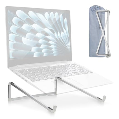 Foldable Laptop Stand for Desk, Silver | Universal Laptop Riser, Ventilated Holder Mount, Compatible with MacBook, Notebook - color: Silver