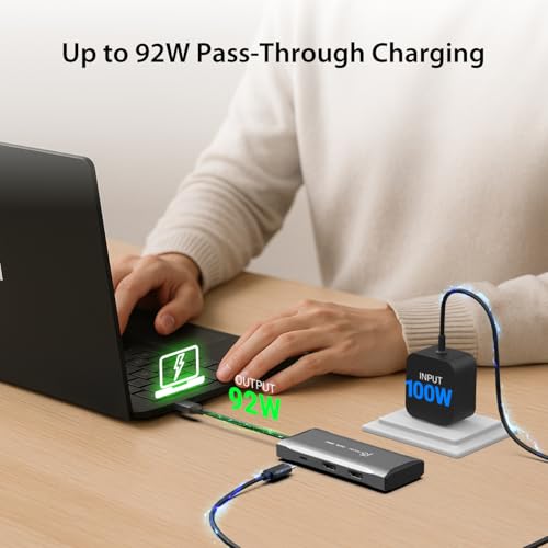j5create USB-C Hub 4K@60Hz Dual HDMI with 100W PD Fast Charge- Supports MST Dual 4K HDMI Display for Windows Laptop, SuperSpeed 5GB USB-A x 2, USB-C x 1, HDMI (JCD396)