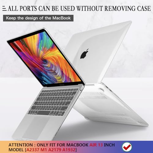 CISSOOK Crystal Clear Case for MacBook Air 13 inch 2021 2020-2018 with Retina Display and Touch ID, Transparent Hard Shell Case with Keyboard Cover for A2337 M1 A2179 A1932 2020 2018-2021 Release - color: Air13inch-Clear Transparent