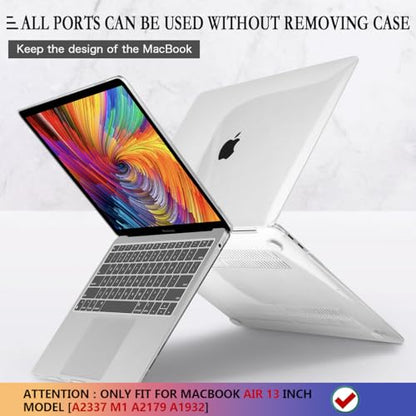 CISSOOK Crystal Clear Case for MacBook Air 13 inch 2021 2020-2018 with Retina Display and Touch ID, Transparent Hard Shell Case with Keyboard Cover for A2337 M1 A2179 A1932 2020 2018-2021 Release - color: Air13inch-Clear Transparent