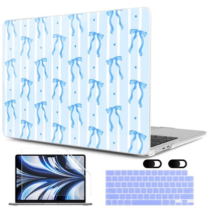 MEEgoodo Case for MacBook Pro 16 inch 2026 2024 2023 2021,Laptop Shell Compatible with M5 M4 M3 M2 M1 Pro/Max Chip,Fit Model A3429/A3428/A3403/A3186/A2991/A2780/A2485,Coquette Blue Ribbon Bow&Stripe - color: Coquette Blue Ribbon Bow&Stripe