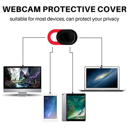 6 Pack Slide Privacy Protection Ultra Thin Anti- Laptop Camera Cover for Computer Pro, black & red, 392892