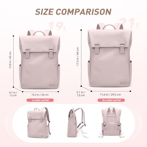 Women Laptop Backpack Computer Backpacks Carry On Waterproof backpack Fits 14Inch Notebook Travel Commute College (Dusty Pink) - color: Dusty Pink, size: 14 Inch