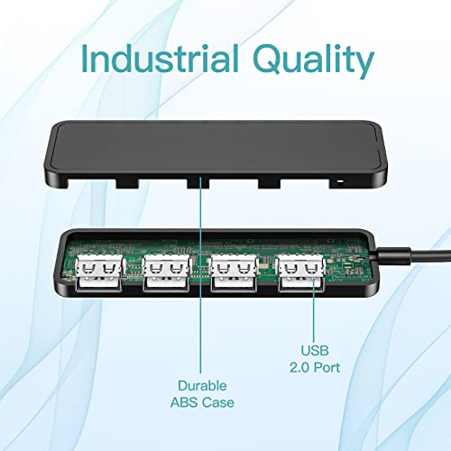 USB Hub, USB Splitter,USB 4-Port Adapter,Extender for Laptop, PC, MacBook, Mac Pro, Mac mini, iMac, Surface Pro and More (Black-USB 2.0/0.3m) - color: Black-usb 2.0/0.3m