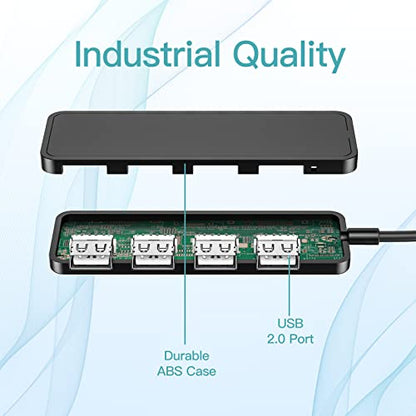USB Hub, USB Splitter,USB 4-Port Adapter,Extender for Laptop, PC, MacBook, Mac Pro, Mac mini, iMac, Surface Pro and More (Black-USB 2.0/0.3m) - color: Black-usb 2.0/0.3m