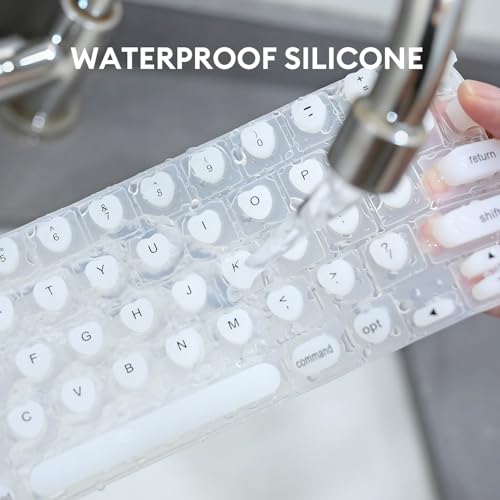 Allinside Keyboard Cover for Long Nails, Compatible with MacBook Neo A18 Pro & MacBook Pro 13/14/16 (2021–2024) & MacBook Air 13/15 (2020–2024), Raised Heart-Shaped Silicone Skin, White - color: 02 White