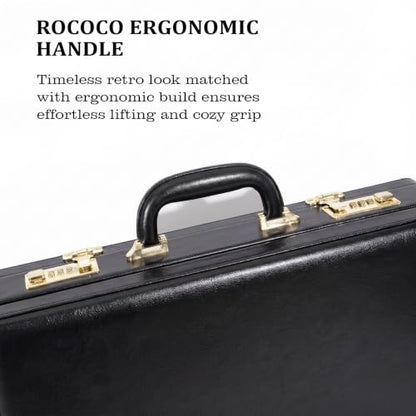 Briefcases for Men,Combo Lock & 16in Laptop Compartmen,Expandable Space,Multi File Organizer, WP Leather，Perfect for Office, Travel【Black】 - color: D-black
