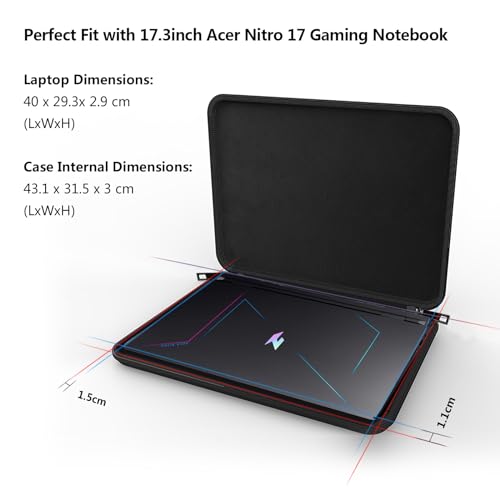 Smatree 17.3 inch Hard Laptop Case Only for Acer Nitro 17 | Compatible for Acer Nitro 17, Acer Nitro 17 Protective and Water-Resistant Travel Hard Case (NO Fit Other 17.3 inch Laptop！) - color: For 17.3inch Acer Nitro 17