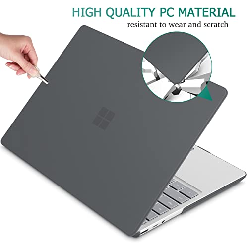 May Chen Compatible with Microsoft Surface Laptop Go 3 Go 2 Go 1 12.4 Inch Model 1943 2013 (2023 2022 2020 Release), Plastic Hard Shell Case with Screen Protector + Keyboard Cover, Matte Black - color: Matte Black