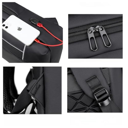Laptop Backpack, Business Travel Backpack for Men Women, Water Resistant Anti-Theft Daypack, USB Charging Port (Black) - color: Black