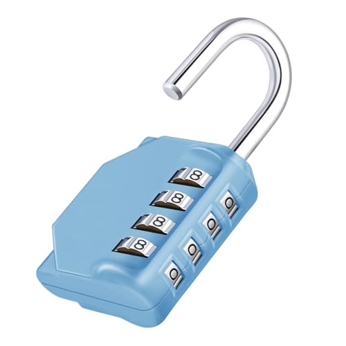 ZHEGE Combination Lock for Locker, 4 Digit Resettable Combo Lock (Sky Blue) | Padlock for Gym, School, Gate, Door, Hasp and Storage - color: 1P, Sky Blue, size: 1P