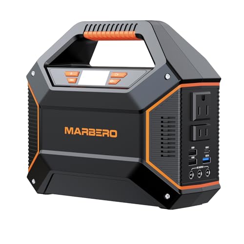 MARBERO Portable Power Station 155Wh, 100W Portable Generator 42,000mAh | Power Station with 6 Outputs, 2x 110V AC Outlet, LED Flashlight Lightweight for Camping, Home Blackout, Outdoor, RV Travel - color: Orange