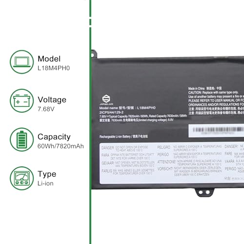 L18M4PH0 Laptop Battery Replacement for Lenovo IdeaPad Yoga C940-14IIL Series Notebook 5B10T11585 5B10W67374 L18C4PH0 5B10W67180 5B10T11586 Black 7.68V 60Wh 7820mAh - size: 11.2*4.3*1.0inch L18M4PH0