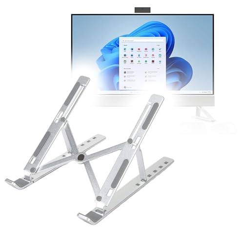 BoxWave Stand and Mount Compatible with Dell Inspiron 7710 All in One (27 in) - Compact QuickSwitch Stand, Portable Multi Angle Viewing Foldable Riser - Metallic Silver