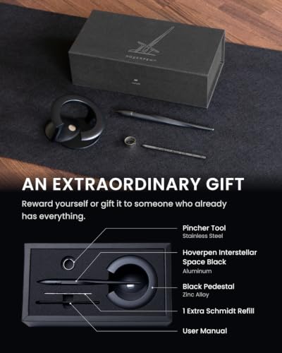 novium Hoverpen Interstellar - Space Black, Ballpoint Pen | Unique Conversational Starter, Premium Futuristic Design, Precision Flow Ink, Schmidt Ballpoint Cartridges - color: Space Black, style: Standard