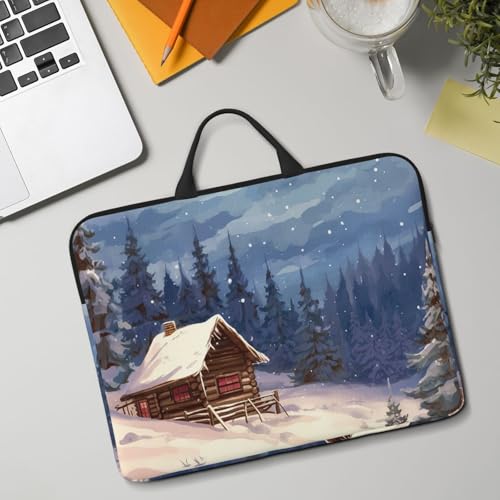 14 inch Laptop Sleeve with Handle Shockproof Laptop Bag Waterproof Computer Cover Bag Cabin in The Woods Briefcase
