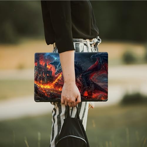 Laptop Skin Sticker Decal, Universal Protective Cover Fit 12 13 14 15.6 Inch Notebook, Reusable Water-Resistant Vinyl Decal w/ 2 Wrist Pads for Business Travel Office, Flaming Gray Dragon - color: Flaming Gray Dragon