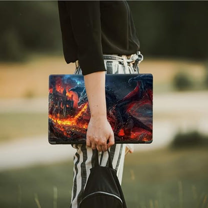 Laptop Skin Sticker Decal, Universal Protective Cover Fit 12 13 14 15.6 Inch Notebook, Reusable Water-Resistant Vinyl Decal w/ 2 Wrist Pads for Business Travel Office, Flaming Gray Dragon - color: Flaming Gray Dragon