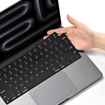 EooCoo Keyboard Cover Skin for MacBook Neo, Pro 14/16, Air 13/15, Black | Silicone, Anti Fingerprints & Dust, for 2026-2021 M5-M1 Pro/Max MacBook Pro 14/16, M5-M2 MacBook Air 13/15, MacBook Neo 13 - color: Black