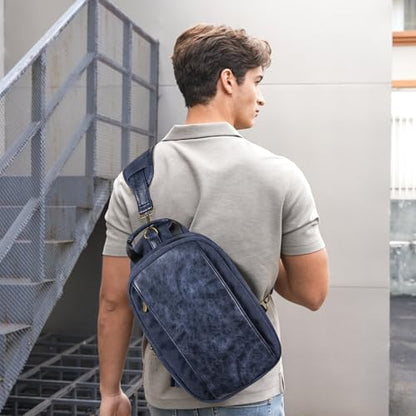 Canvas Messenger Bag Sling Bag Crossbody Shoulder Bag for Men Women Travel Work Satchel Bags - color: Blue-a