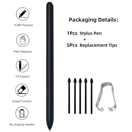 EMR Stylus Compatible with Remarkable 2,Stylus Pen with Eraser, 4096 Pressure Levels, Palm Rejection, Tilt Support with 5 Replacement Pen Tips