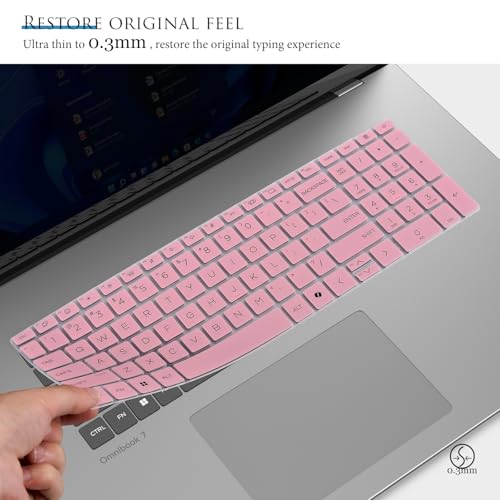 Keyboard Cover for HP OmniBook 7 Laptop 16-ay 16-az 16-az0097nr 16-ay0087nr 16t-ay000 16t-az000 16", HP OmniBook 7 17-dc0097nr 17-dc0037nr 17t-dc000 17.3" Skin(Not fit Omnibook X 17-dd 17t-dd)-Pink - color: Pink