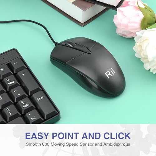 (10PACK) Wired Keyboard and Mouse,Rii RK203 Ultra Full Size Slim USB Basic Wired Keyboard Mouse Combo Set with Number Pad for Computer,Laptop,PC,Notebook,Windows - size: 10 pack