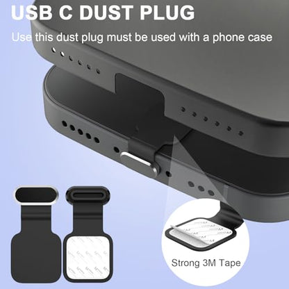 USB C Dust Plug with Speaker Dust Cover for iPhone 15/16 Pro,Plus,Pro Max | 6 Pack USB C Plug Cover, Anti-Lost USB C Charging Port Protector Cover