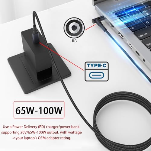 1 Pack 2m/6.56ft 100W 20V 5A USB-C Male to DC 4.0x1.7mm Hook Design Charging Cable|PD Fast Charge for Laptop (2m/6.56ft USB-C Male to DC4.0x1.7mm) - style: 2m/6.56ft USB-C Male to DC4.0x1.7mm