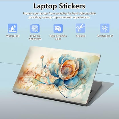 Universal Laptop Skin Sticker with 2 Wrist Pad Skins, Waterproof Scratch Resistant Vinyl Laptop Cover Decal, Cut to Fit for 11–15.6 Inch MacBook HP Dell Lenovo, Abstract Art Flower - color: Abstract Art Flower