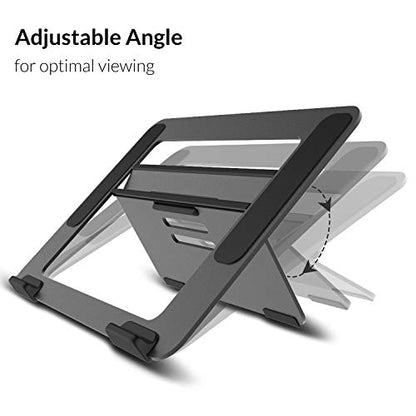 Avantree YS104 – Adjustable Aluminum Laptop Cooling Stand for Desk, Portable Holder for iPad, Tablet & Book, Foldable Ergonomic Riser Compatible with 9.7–16” Laptops including MacBook, Dell, HP & More