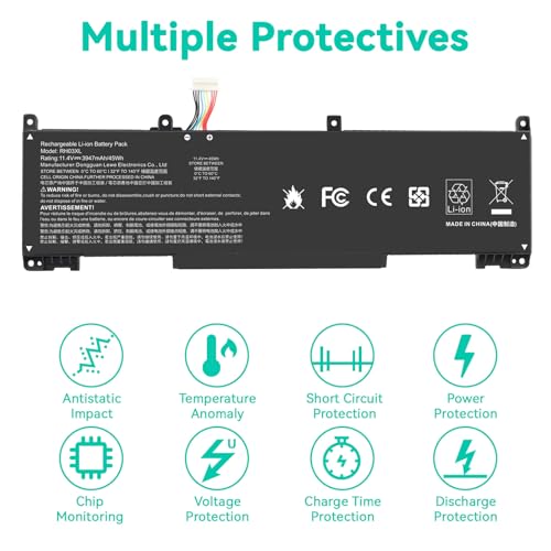 11.4V 45Wh RH03XL M02027-005 M01524-1D1 Laptop Battery for HP ProBook 430 440 445 450 630 640 650 G8 Series HSTNN-IB9Q HSTNN-OB1T HSTNN-DB0B HSTNN-UB7X M01524-2B1 M01524-AC1 (short style) - size: 9.8*2.99*0.24inch RH03XL