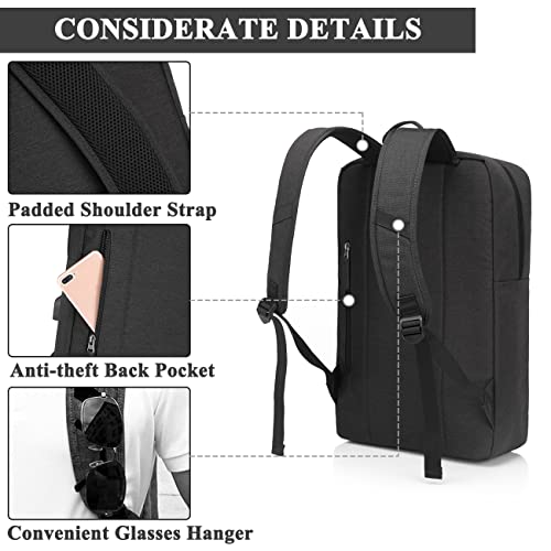 VASCHY 17 inch Laptop Backpack for Men with USB Port Lightweight Slim Business Backpack - color: Black